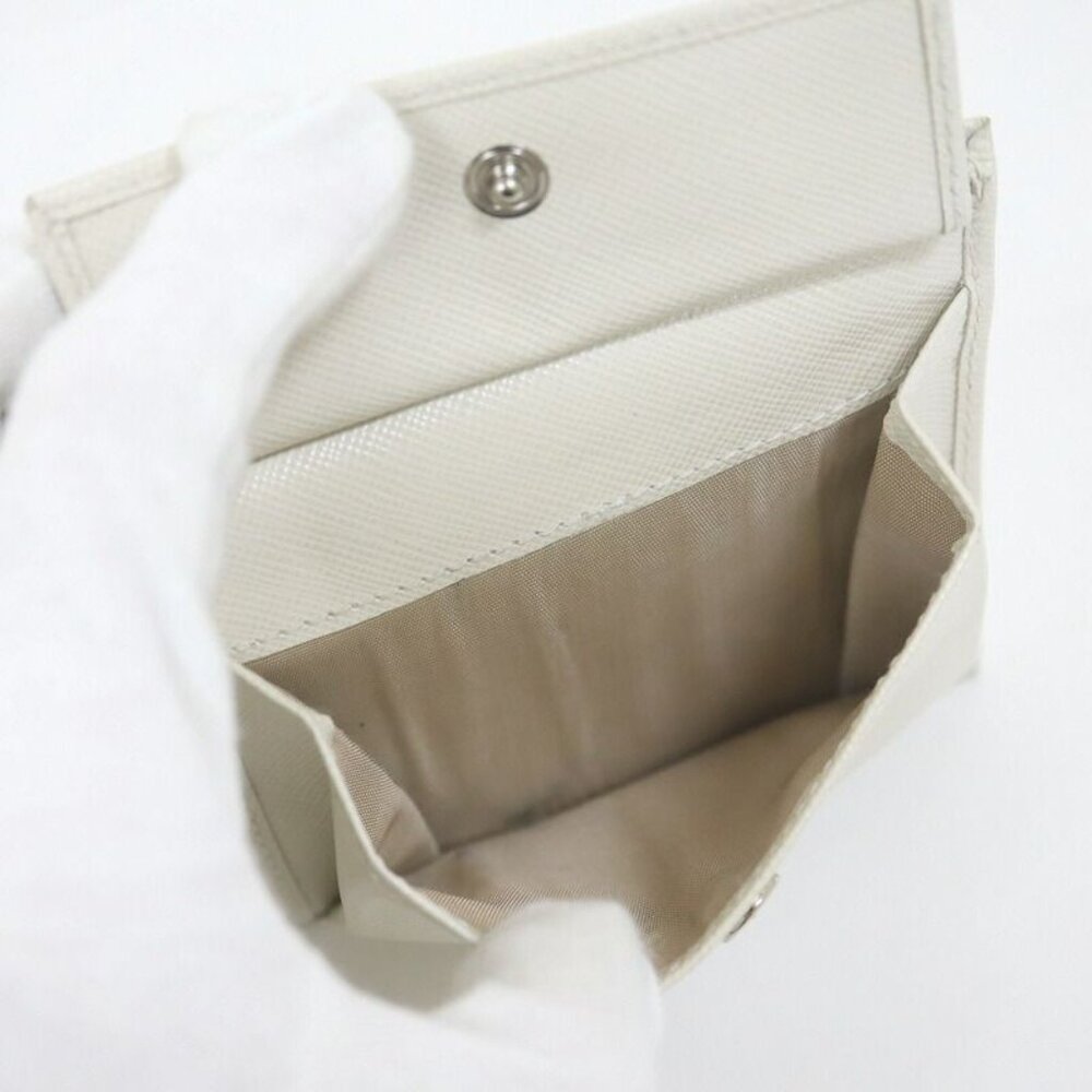 Prada Bifold Compact Wallet Saffiano Leather White Silver - Picture 5 of 7